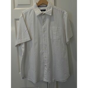 Cremieux Classics Mens XL White Short Sleeve Button Down Shirt 100% Cotton Solid